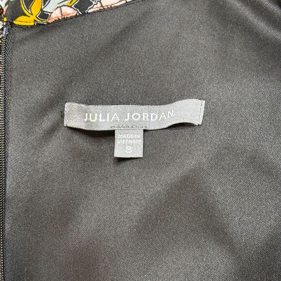 Julia Jordan Flutter Sleeve Ruffle Mock Neck Midi Dress Floral Black Size 8 - Picture 7 of 8